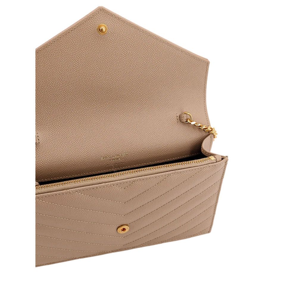 Saint Laurent Paris Saint Laurent Cassandre Envelope Beige Leather Chain Wallet Size ONE SIZE - 4 Thumbnail