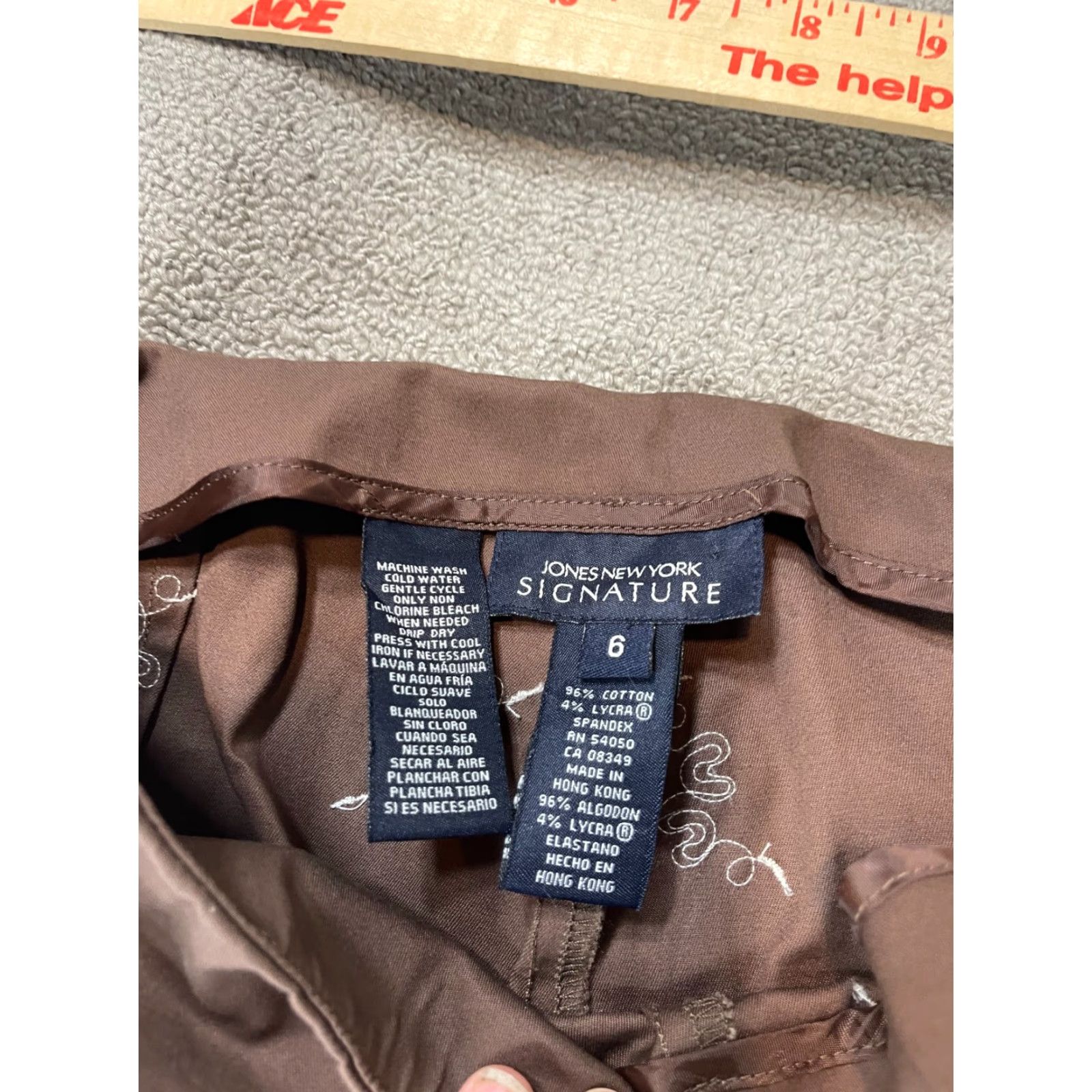 Jones New York Jones New York Pants Womens Size 6 Brown Floral Pattern Straight Leg Ankle Front Flat Pockets Casual Size 28" / US 6 / IT 42 - 4 Thumbnail