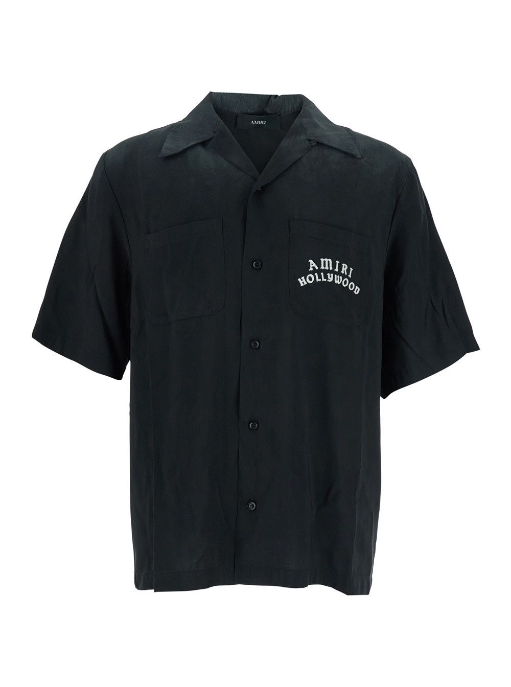 Amiri Black Shirt with Cuban Collar and Logo Lettering on Front in Modal Man Size US L / EU 52-54 / 3 - 1 Thumbnail