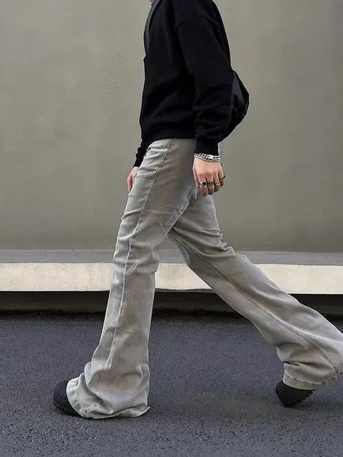 Jean High Street Gray Straight Micro Flared Jeans Size US 30 / EU 46 - 6 Thumbnail