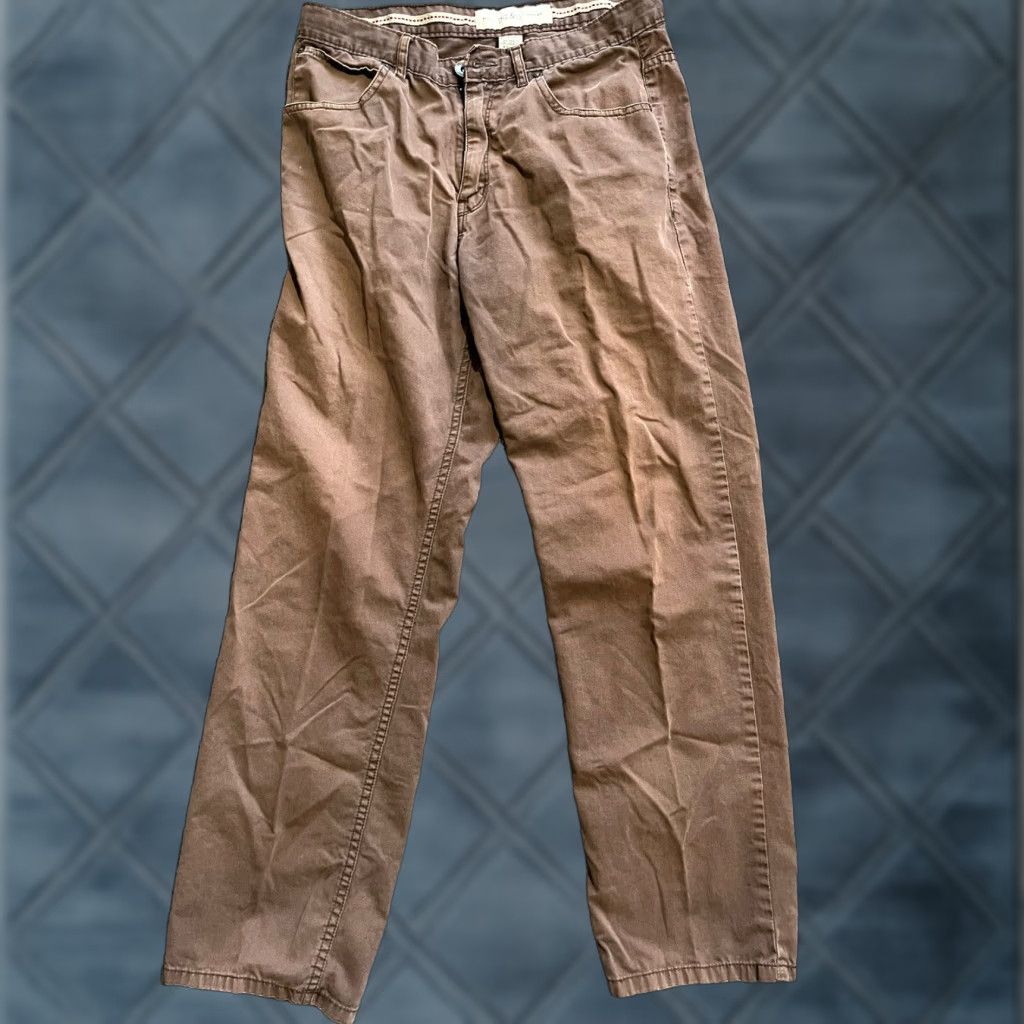 PD&C PD&C Pants Men 32 x 30 Chino Flat Front Casual Brown Cotton Slim Tapered Inseam 30 Mens Size US 32 / EU 48 - 1 Thumbnail