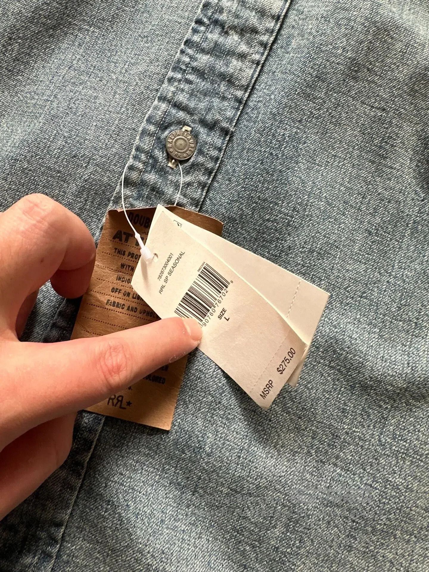 RRL Ralph Lauren RRL Vintage Style Denim Shirt. Size US L / EU 52-54 / 3 - 5 Thumbnail