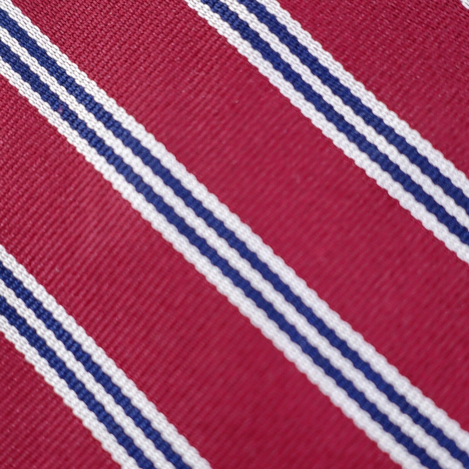 Designer Del Cino Blue Red Woven Striped Silk Tie Size ONE SIZE - 2 Thumbnail
