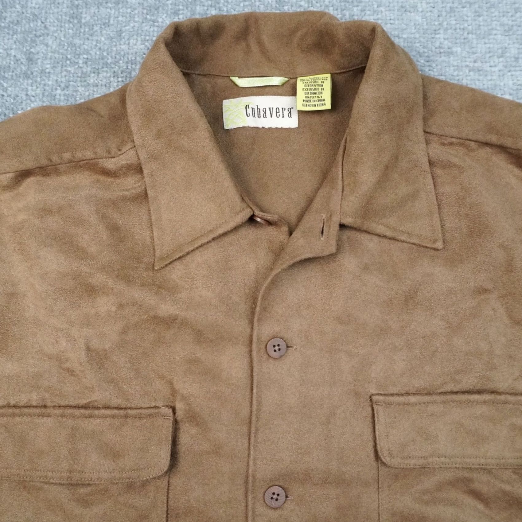 Cubavera Cubavera Shirt Mens L Brown Faux Suede Long Sleeve Collared Button Down Size US L / EU 52-54 / 3 - 7 Thumbnail