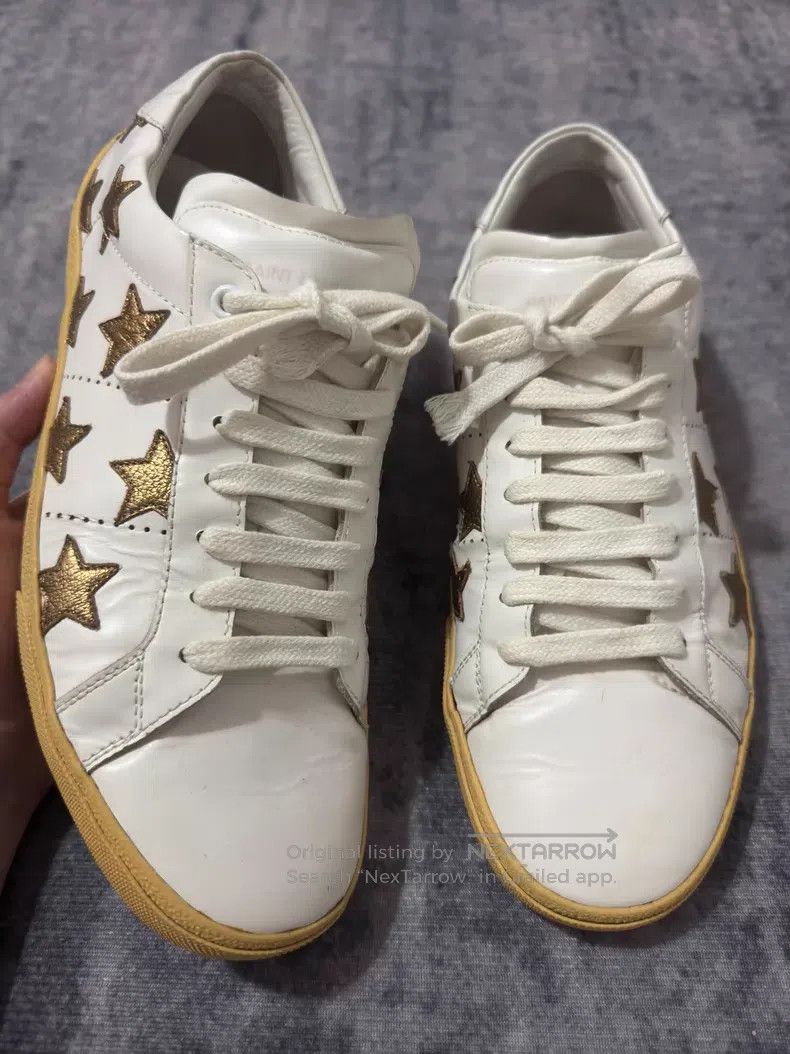 Saint Laurent Paris Saint Laurent Paris Calfskin Low-top White Gold Embroidere Size US 9.5 / EU 42-43 - 1 Thumbnail