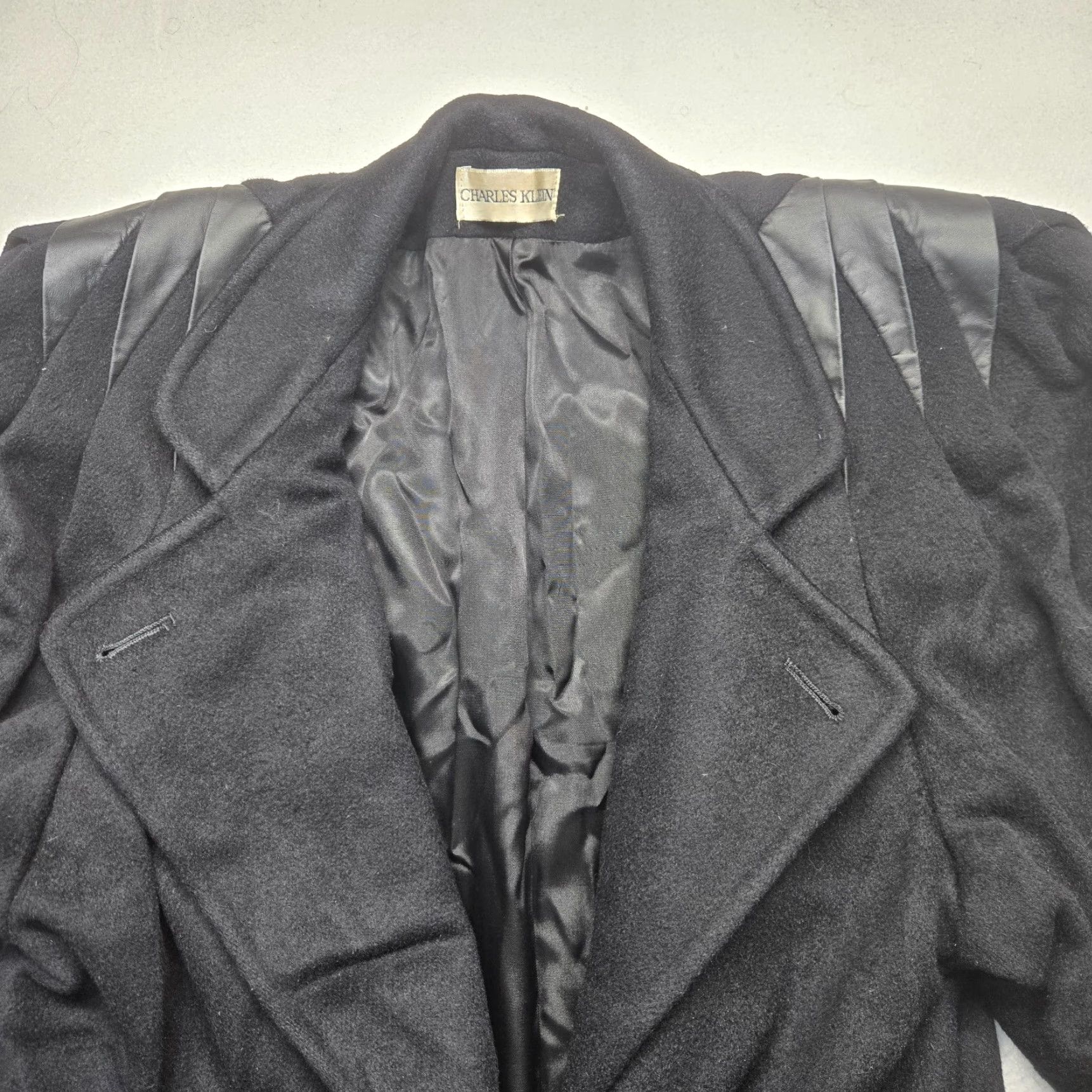 Vintage VINTAGE Charles Klein Trench Coat Coat Womens Adult Medium Black Wool Maxi Winter Fall 90s Mens Womens Size M / US 6-8 / IT 42-44 - 3 Thumbnail