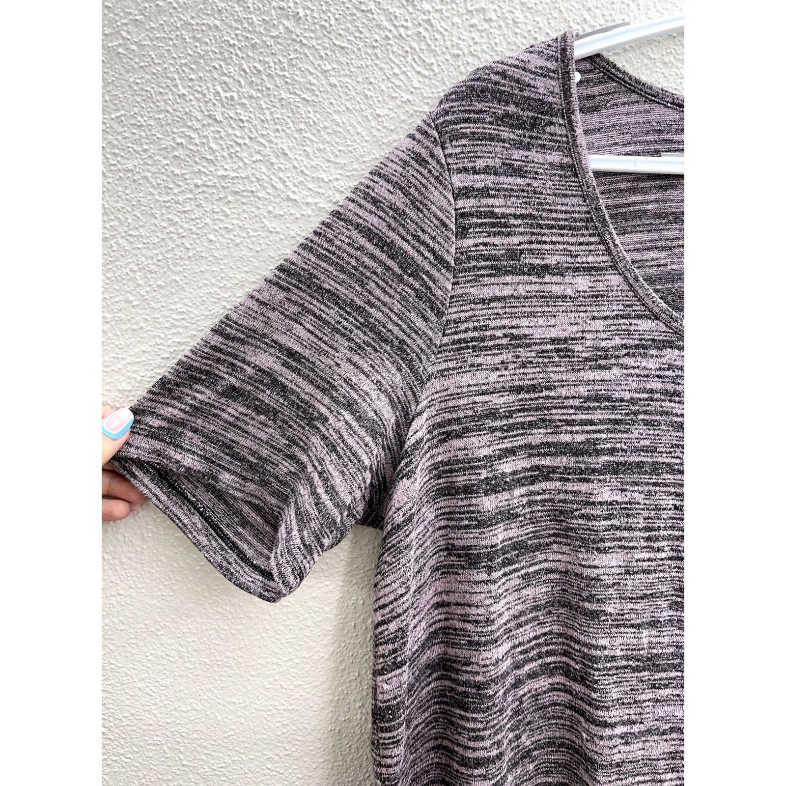 Vintage Womens Attention Purple Heathered Short Sleeve Shirt XL Size XL / US 12-14 / IT 48-50 - 2 Thumbnail