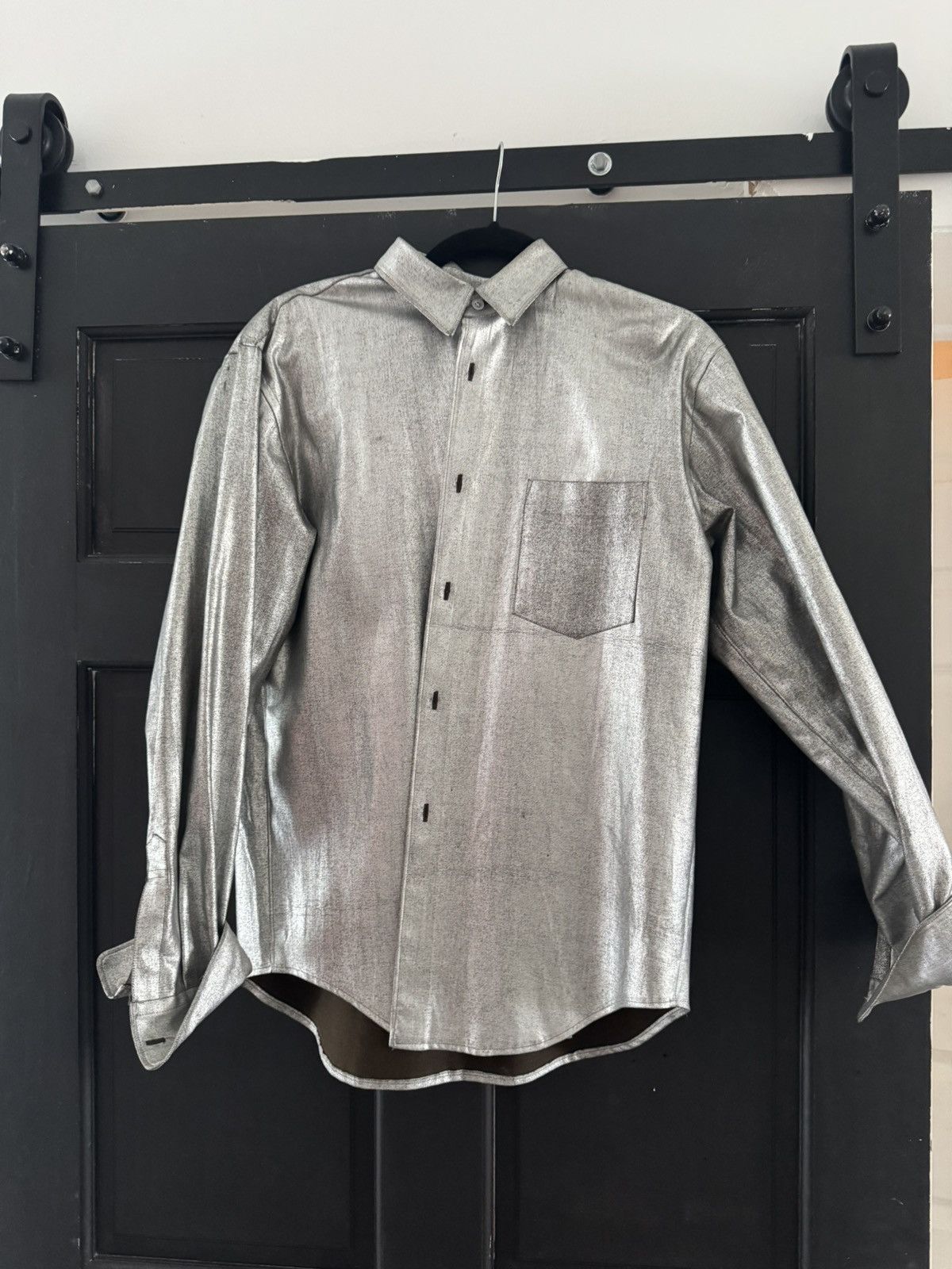 Comme des Garcons Comme des Garçons Metallic Silver Button Up Shirt Size S / US 4 / IT 40 - 1 Thumbnail