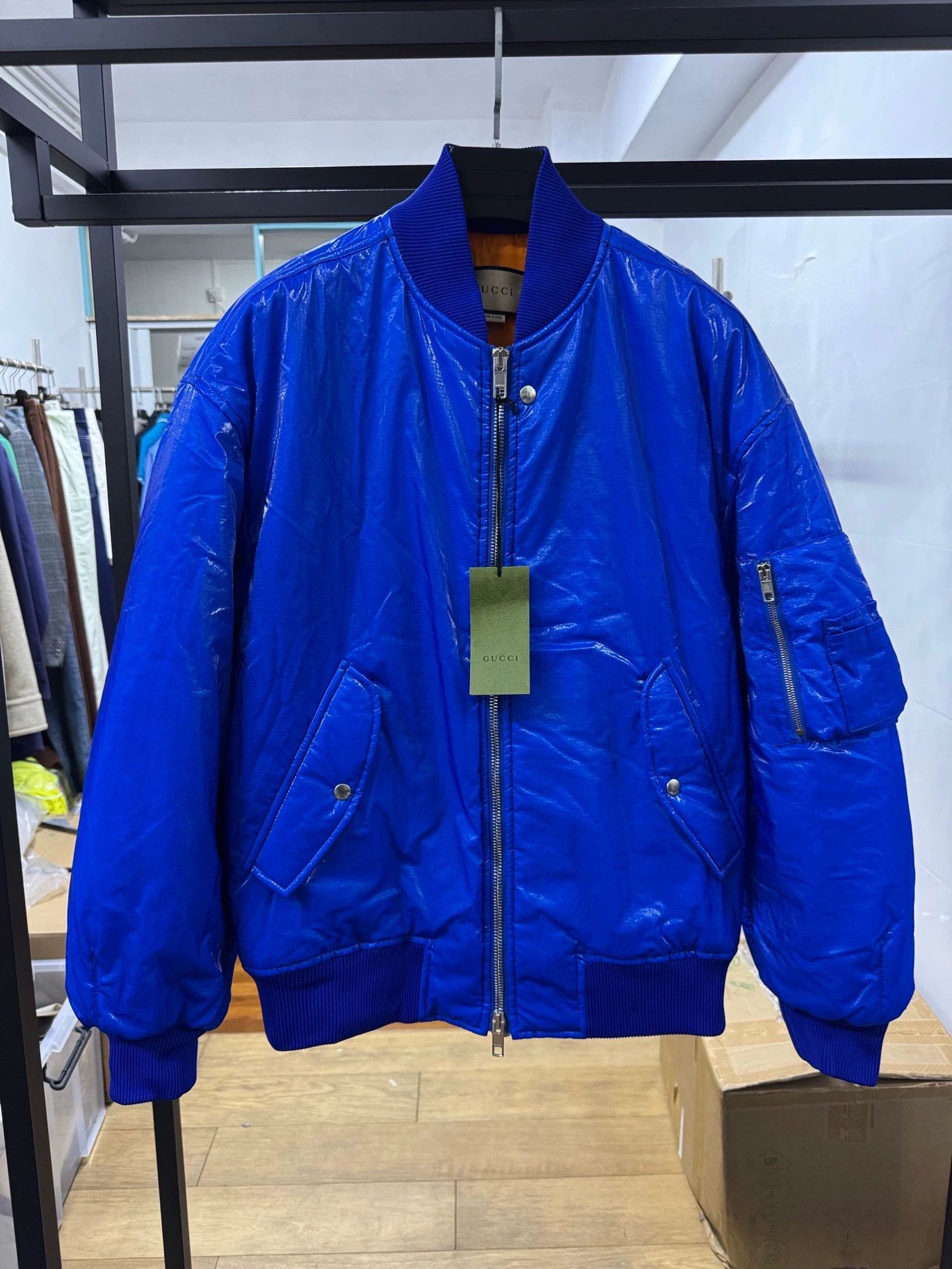 Gucci gucci men's bomber jacket in blue Size US L / EU 52-54 / 3 - 1 Thumbnail