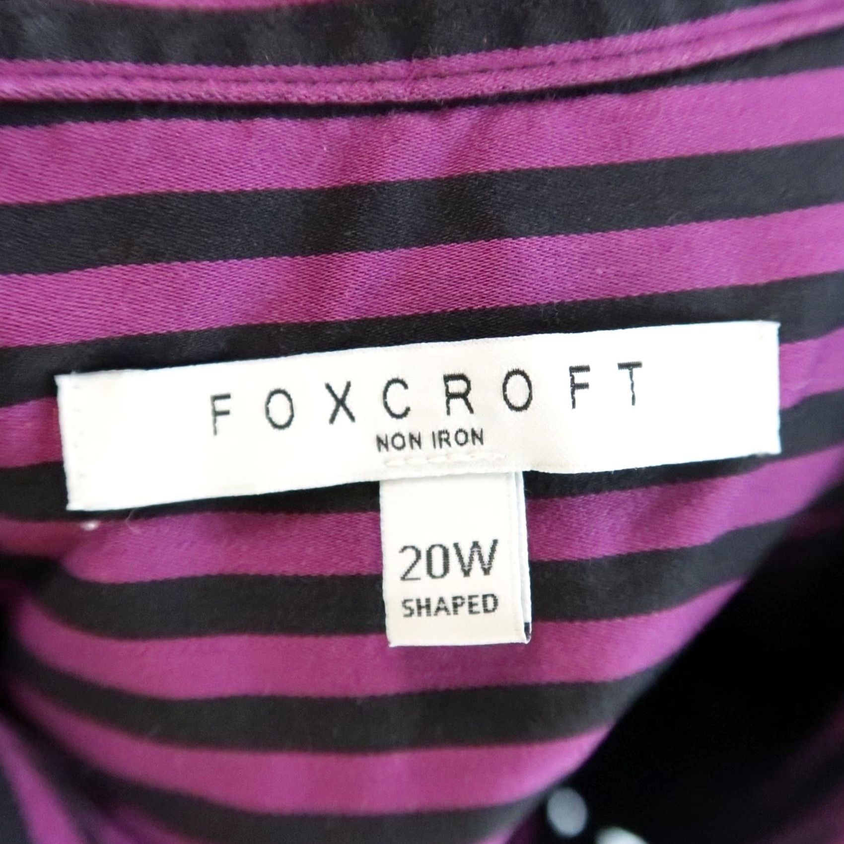 Vintage VINTAGE Foxcroft Striped Button-Down Oxford Shirt 20W Womens Long Sleeve Purple Black 100% Cotton Size 3XL / US 20-22 - 5 Thumbnail