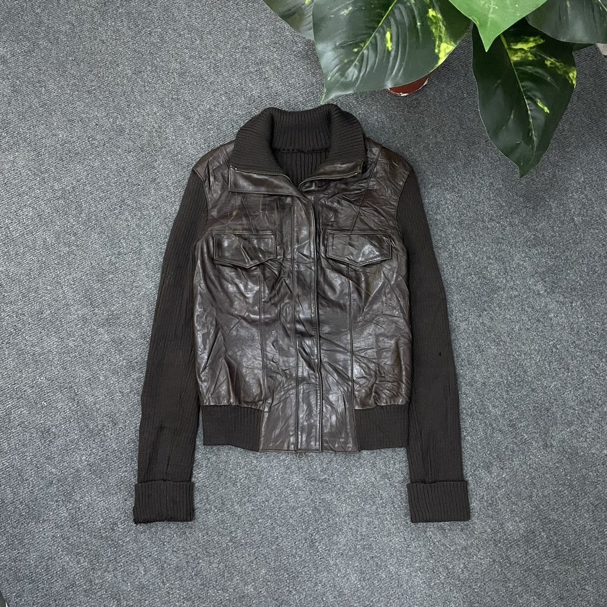 BRAHMIN × Genuine Leather Brahmin Genuine Leather Jacket Wool Sleeves Size US XS / EU 42 / 0 - 1 Thumbnail