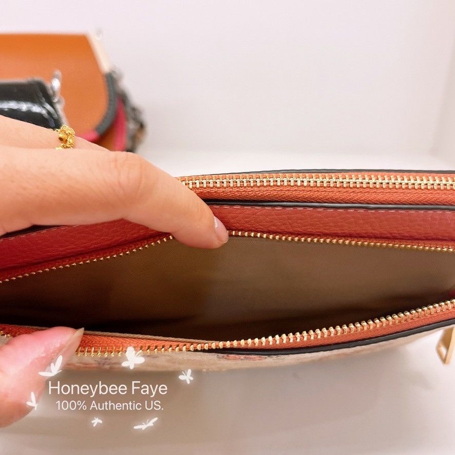Coach Double Zip Wallet In Signature Canvas With Floral CAY49 Size ONE SIZE - 4 Thumbnail