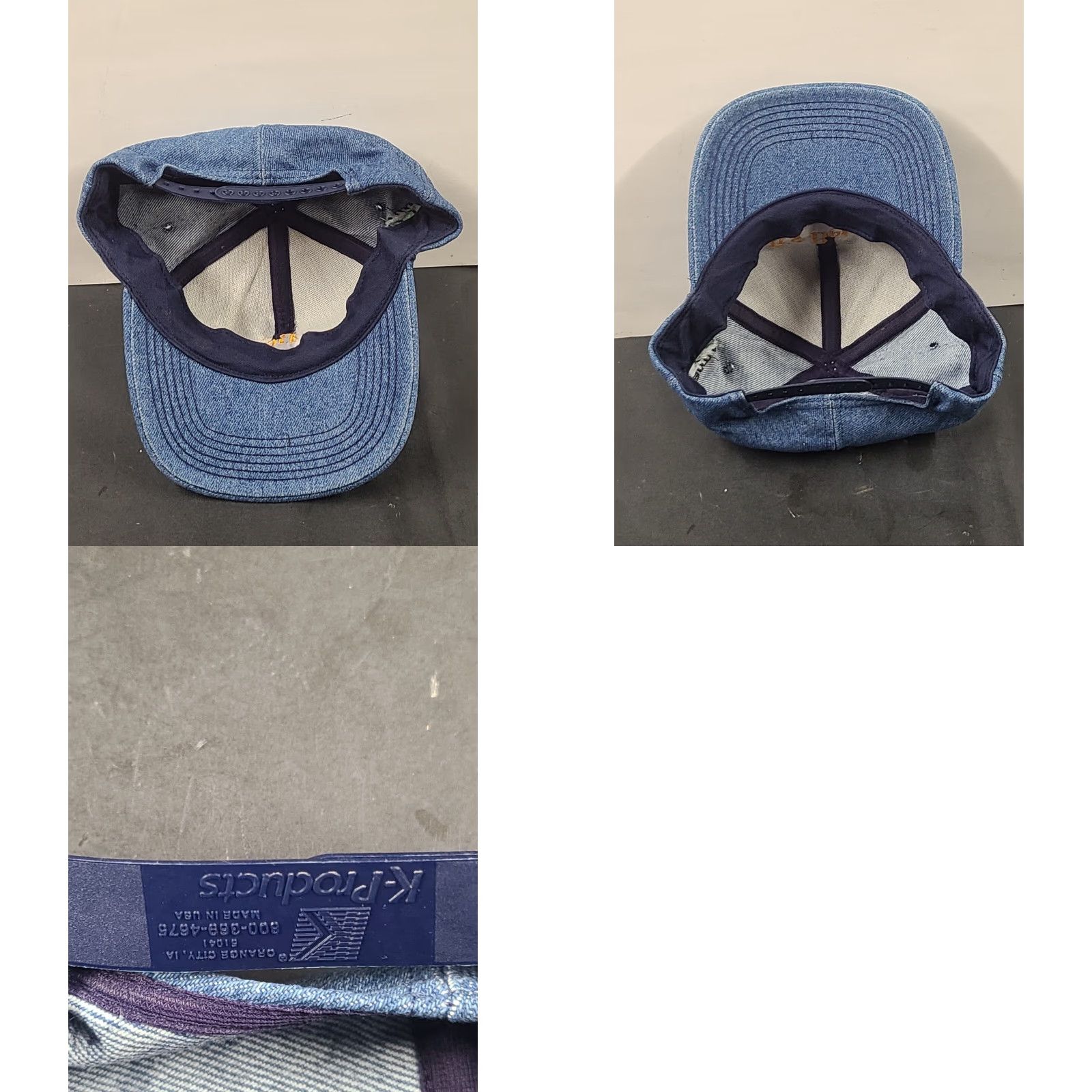 Denime VTG 80s Denim Farmer Hat Cap K-Products Blue One Size Snapback Farmers/Truckers Cap Mens Womens Boys Girls (adjust to gender? not specified) Size ONE SIZE - 8 Thumbnail