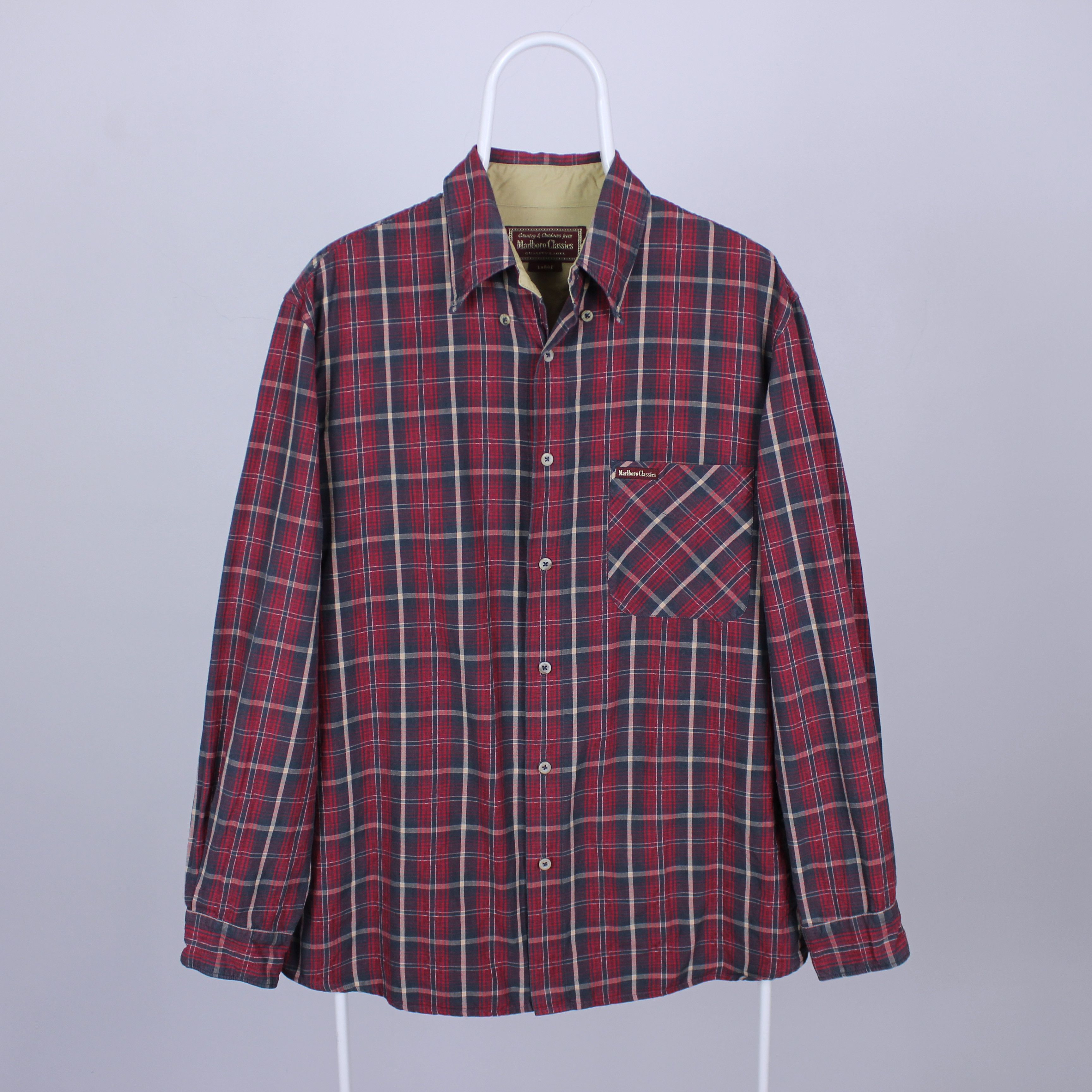 Marlboro Marlboro shirt men buttons ups L cotton red plaid Size US L / EU 52-54 / 3 - 3 Thumbnail