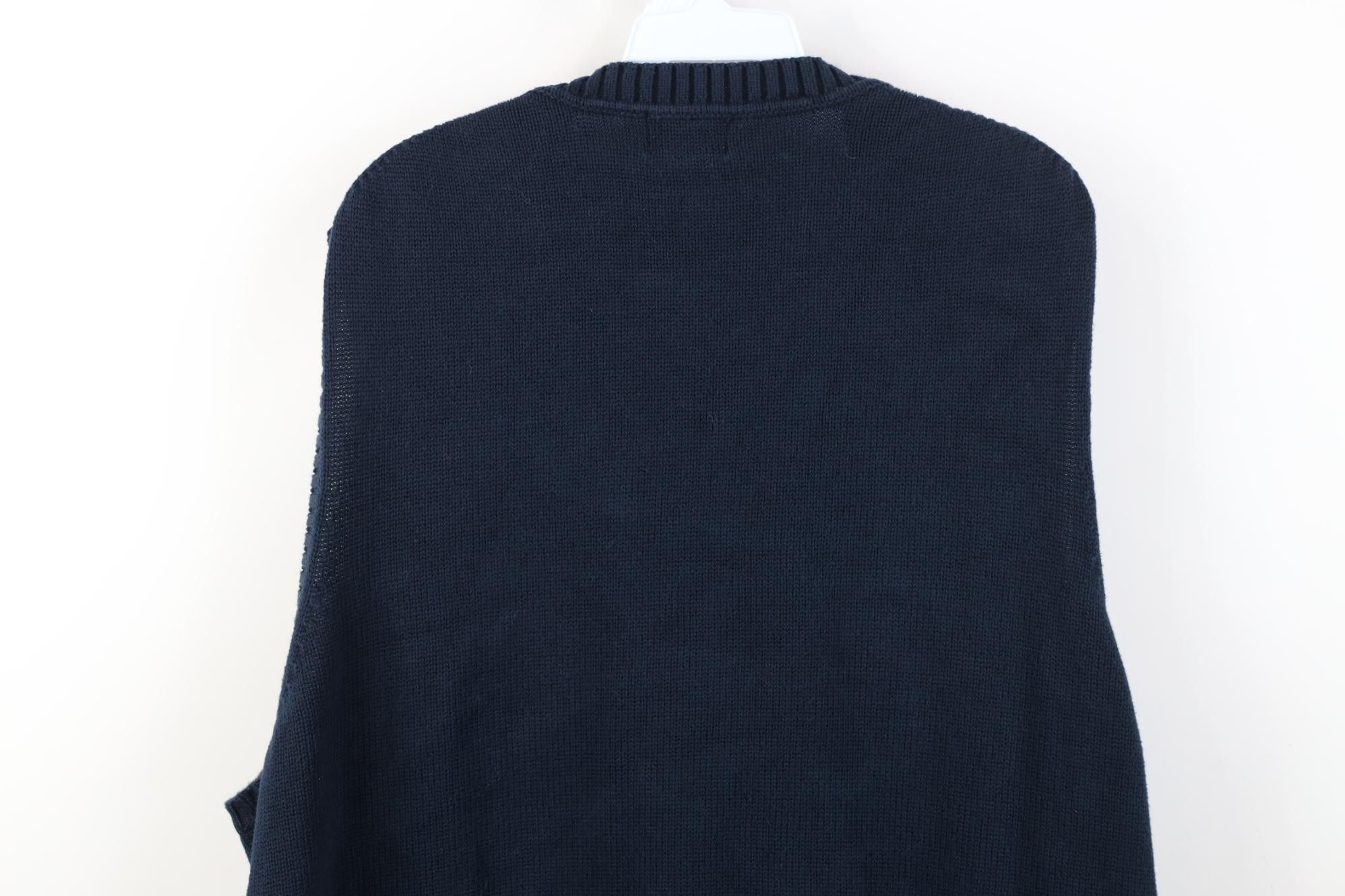 L.L. Bean Vintage 90s LL Bean Cotton Knit V-Neck Sweater Vest Blue Size US XXL / EU 58 / 5 - 9 Thumbnail
