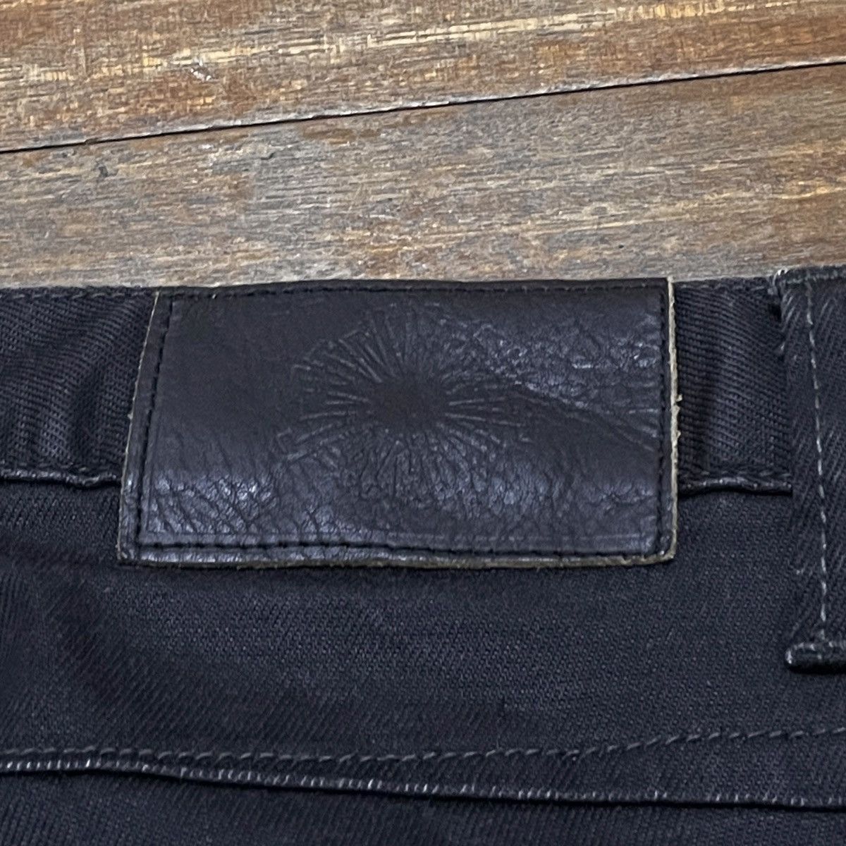 14th Addiction Rare Design Vintage Tornado Mart Flared Waxed Jeans 2000s Size US 28 / EU 44 - 9 Thumbnail
