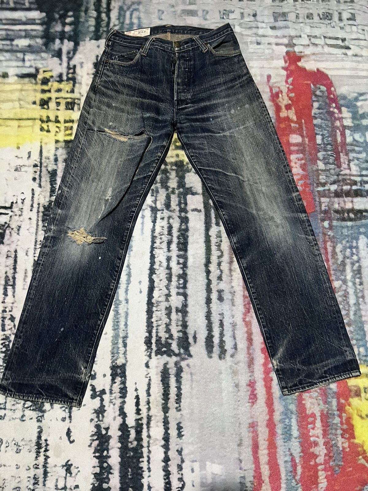 Distressed Evisu Yamane Denim 30 Size