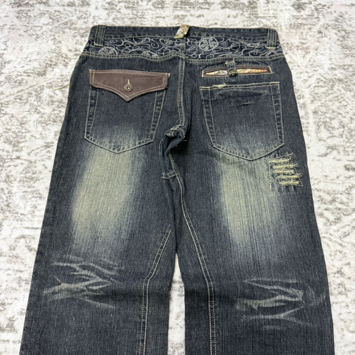 Kapital Gumu Japan Distressed Boro Honeycomb Loose Jeans Size US 33 - 8 Thumbnail