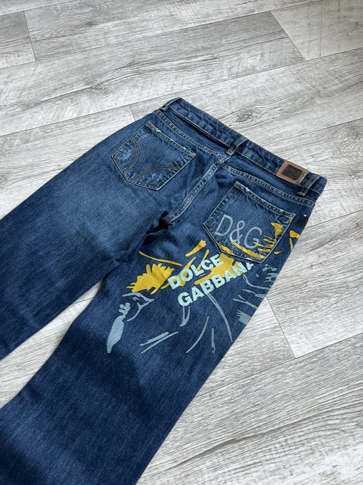 Dolce & Gabbana NEW! Crazy Vintage Dolce Gabbana Big Logo Flared Y2k Jeans Size 29" - 8 Thumbnail