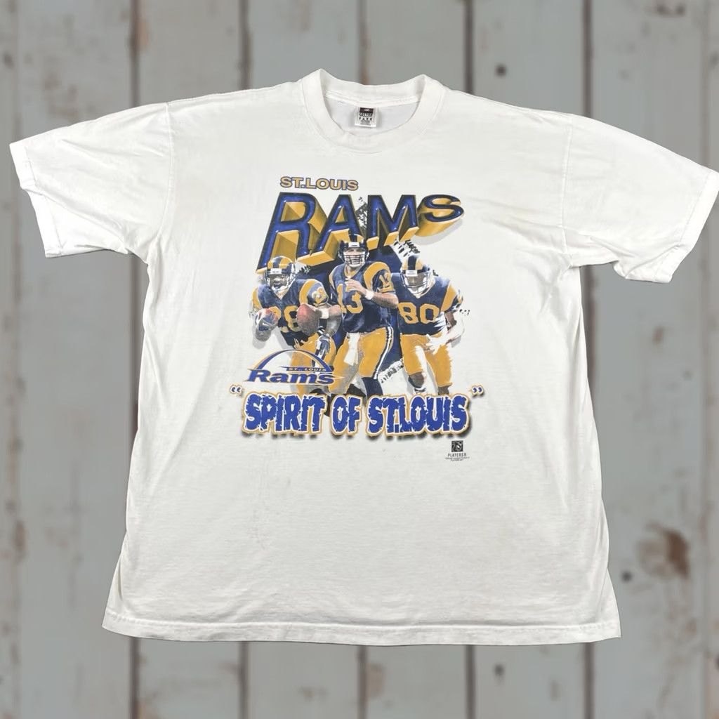 Vintage VINTAGE Cotton Park Shirt 2XL Mens White NFL St. Louis Rams Spirit 90s Classic Sports Park Cotton Shirt Size US XXL / EU 58 / 5 - 1 Thumbnail