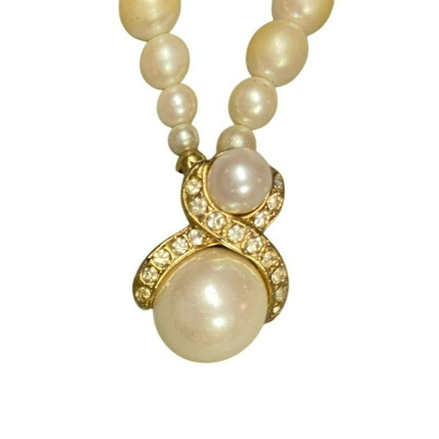 Other Elegant Vintage Marvella Faux Pearl Necklace With Rhinestone Size ONE SIZE - 3 Thumbnail