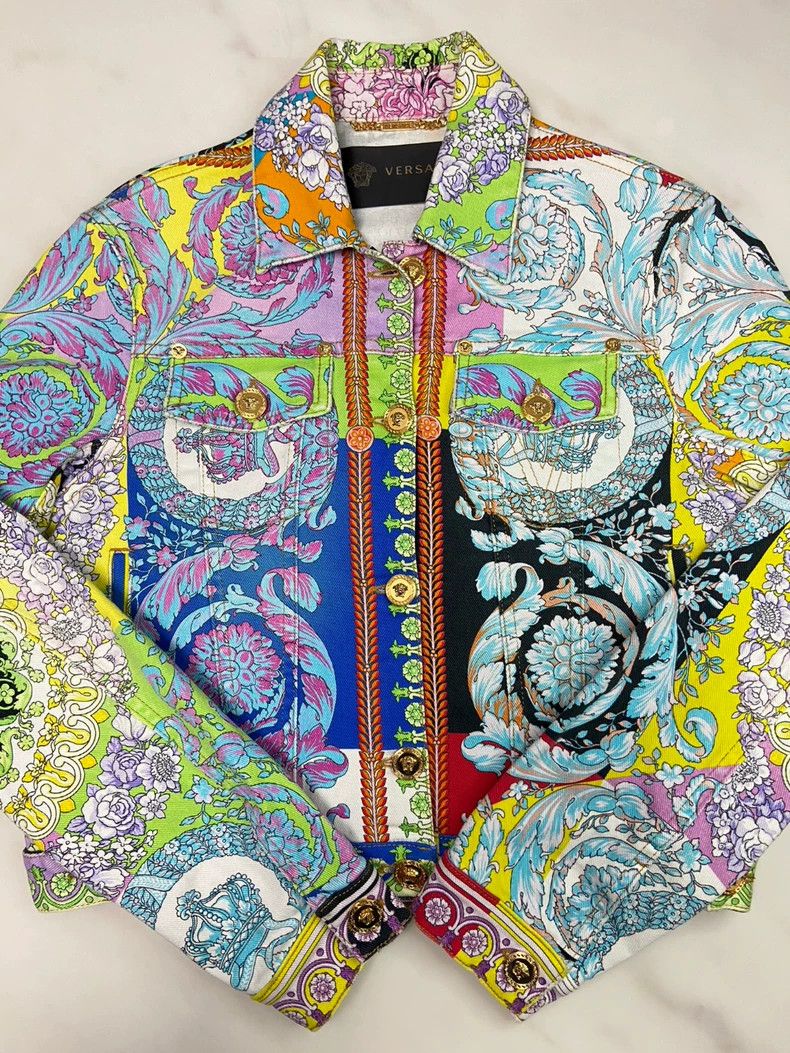 Versace Versace Reworked denim jacket full of flowers Size US M / EU 48-50 / 2 - 3 Thumbnail