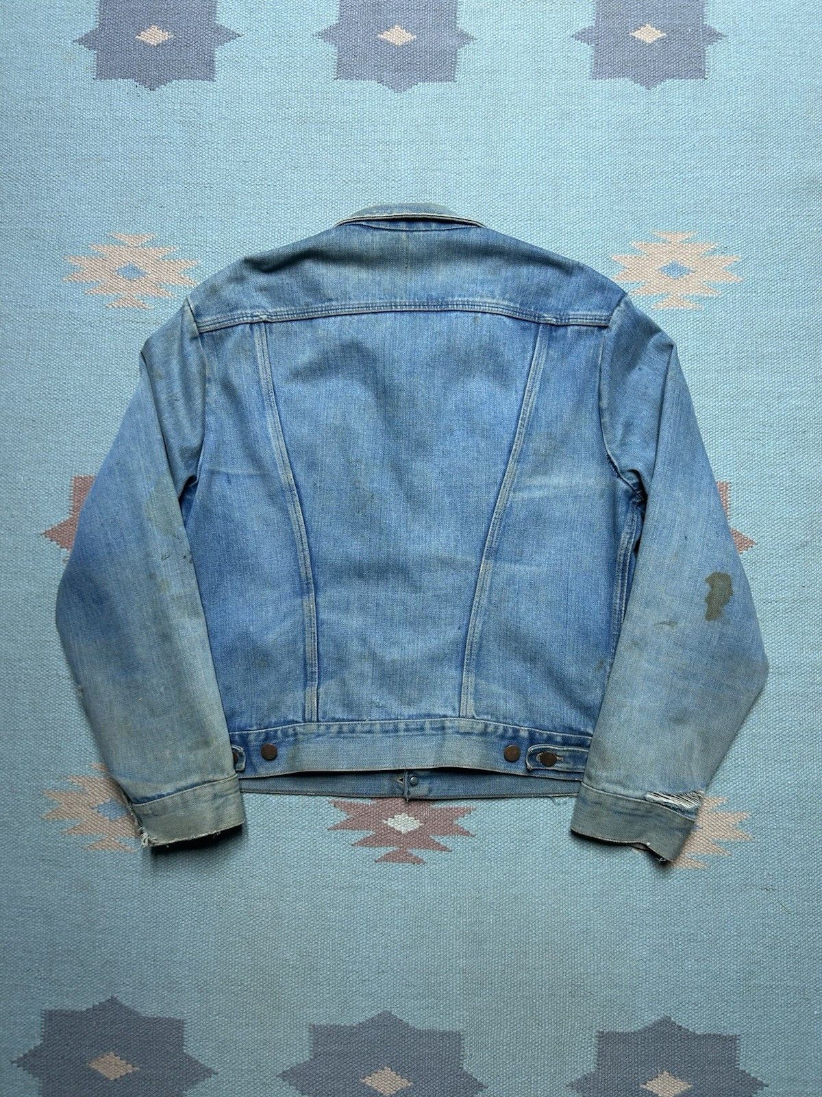 Vintage Vtg 70 wrangler no fault denim jacket farm faded workwear 42 Size US L / EU 52-54 / 3 - 8 Thumbnail