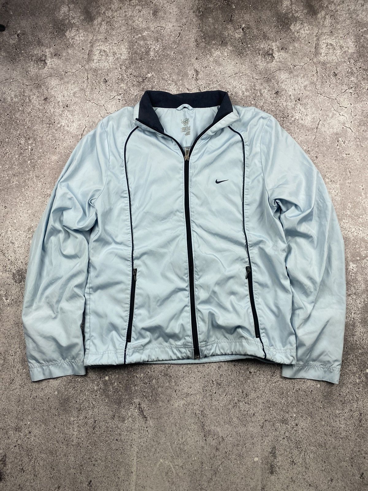 Nike × Vintage 90s Nike Swoosh Vintage Y2K Baby Blue Retro Nylon Jacket Size M / US 6-8 / IT 42-44 - 1 Thumbnail