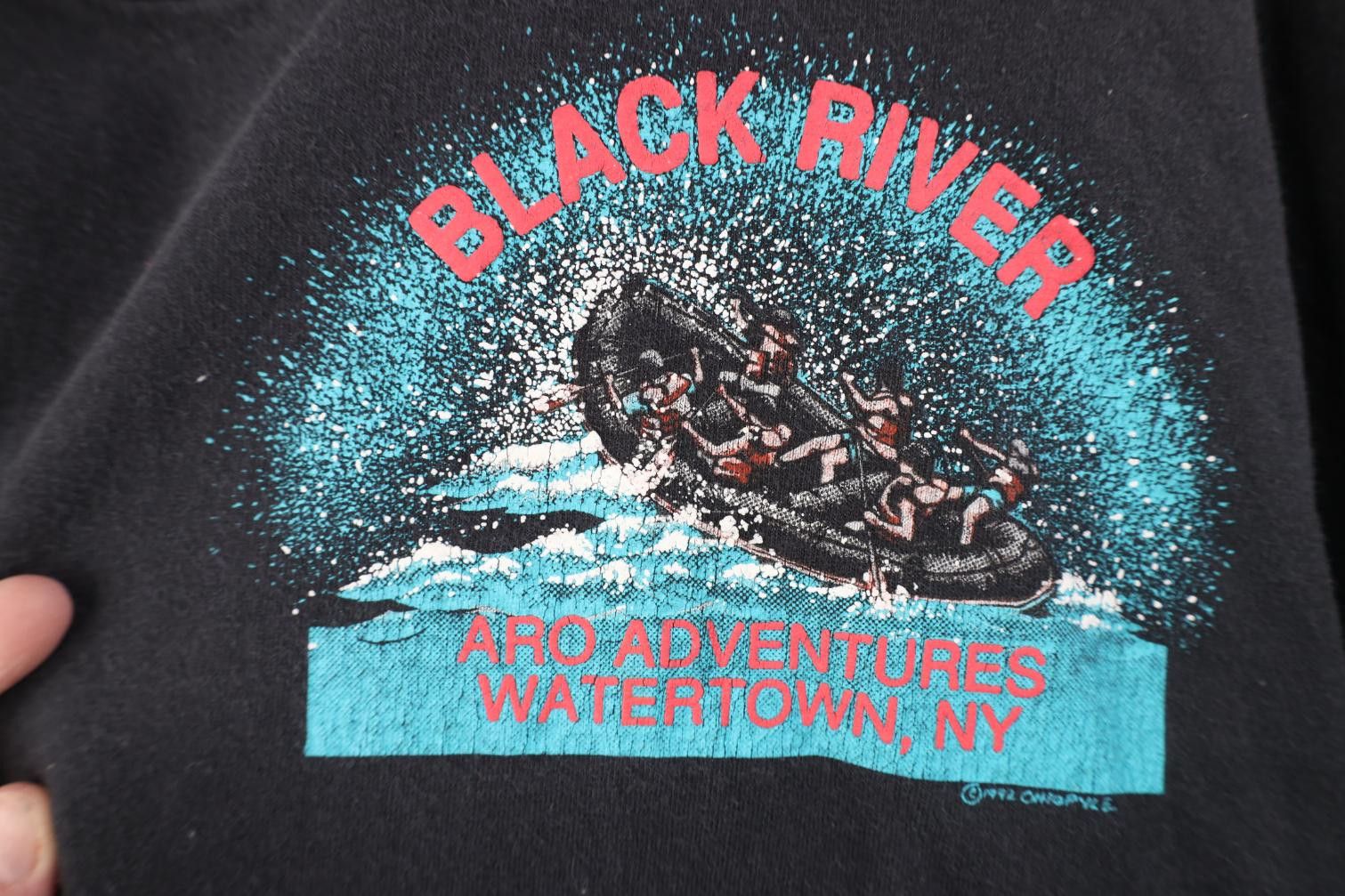 Vintage Vintage 90s Layered Black River Watertown New York T-Shirt Size US XL / EU 56 / 4 - 4 Thumbnail