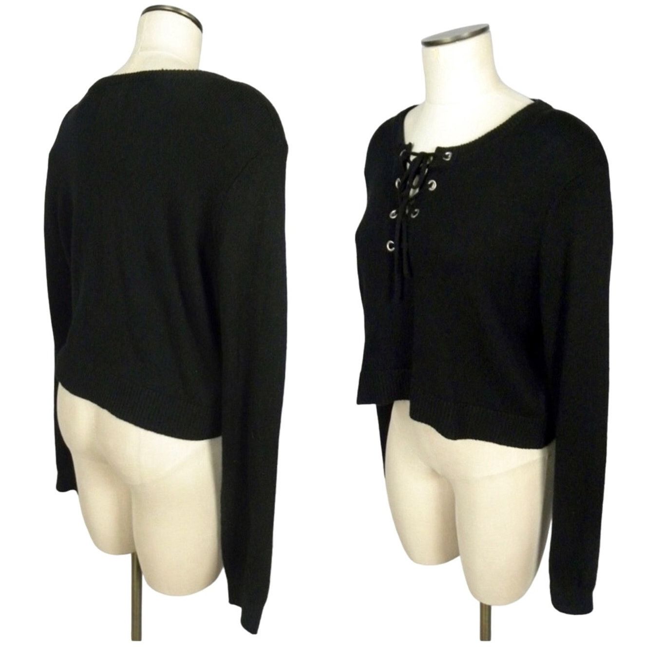 Other NEW Avec les Filles Black Crop Alpaca Blend Sweater XL Size XL / US 12-14 / IT 48-50 - 6 Thumbnail