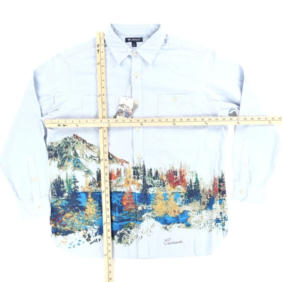 Vintage Daniel Cremeiux Adirondack Lake Printed Oxford Shirt Blue Men's XL Size US XL / EU 56 / 4 - 3 Thumbnail