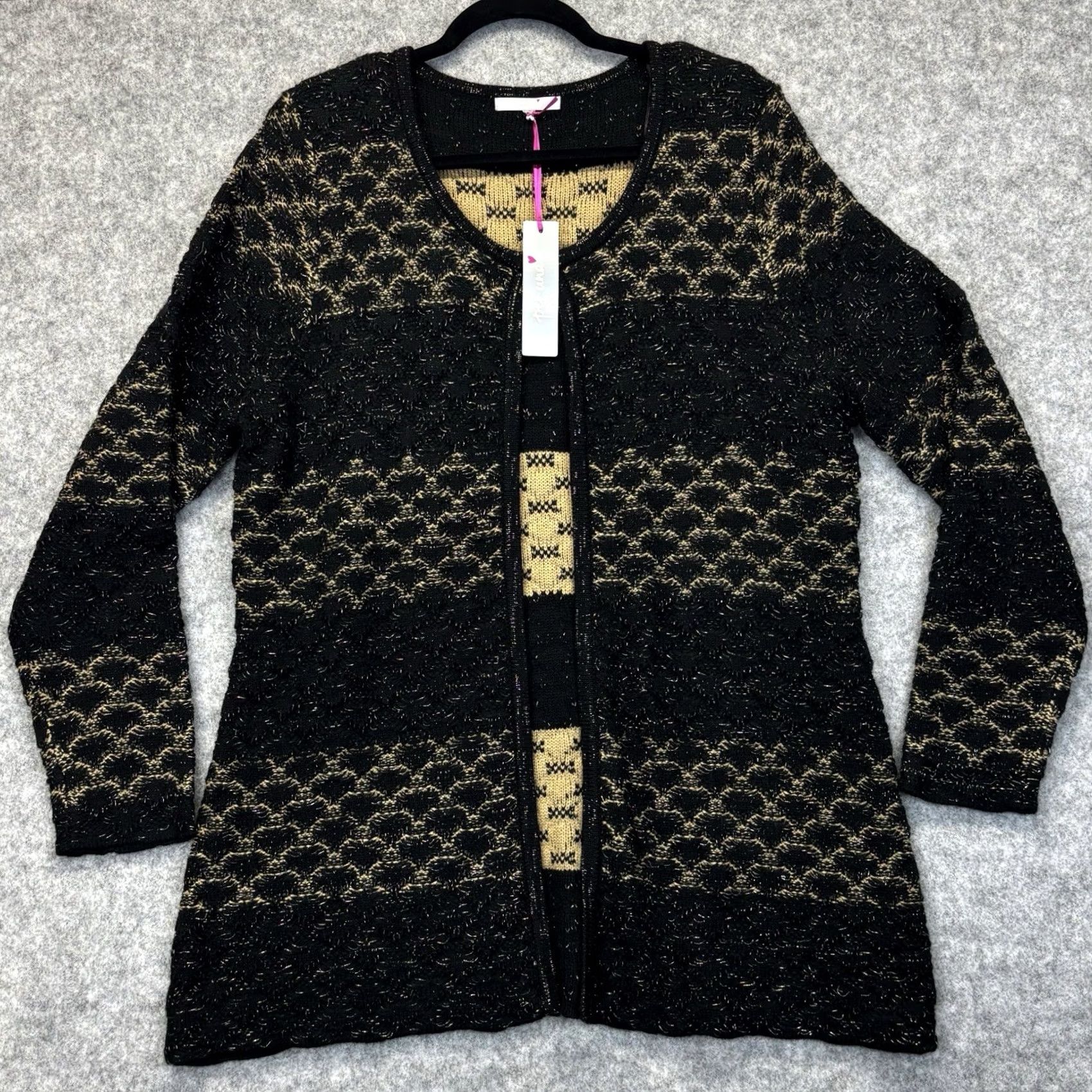 Vintage M&S Per Una Cardigan Jumper Size UK 16 Women’s Black & Gold New With Defects Size XXL / US 16-18 / IT 52-54 - 2 Thumbnail