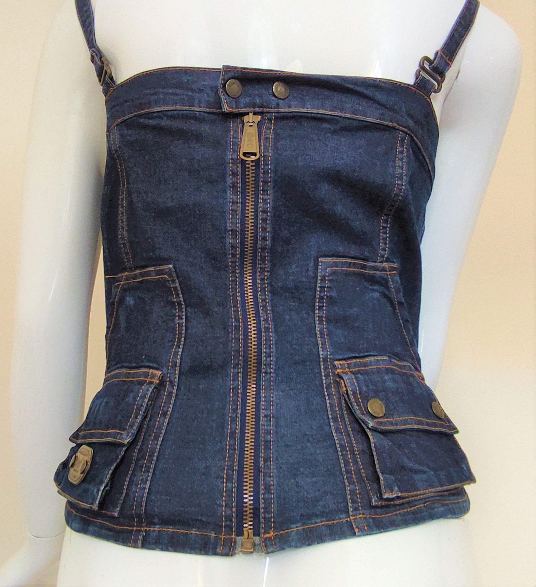 Dolce & Gabbana 1990s Studded Denim Corset Top
