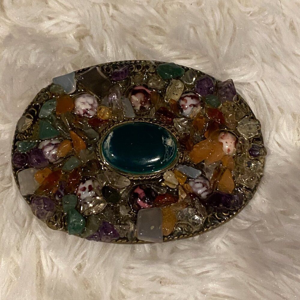 Vintage Vintage Y2K Gemstone Rhinestone Belt Buckle RARE 90S Amethy Size ONE SIZE - 2 Thumbnail