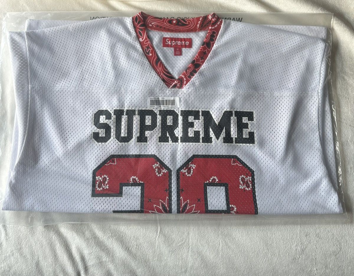 Supreme Bandana Football Jersey White/Red Size Medium SS25