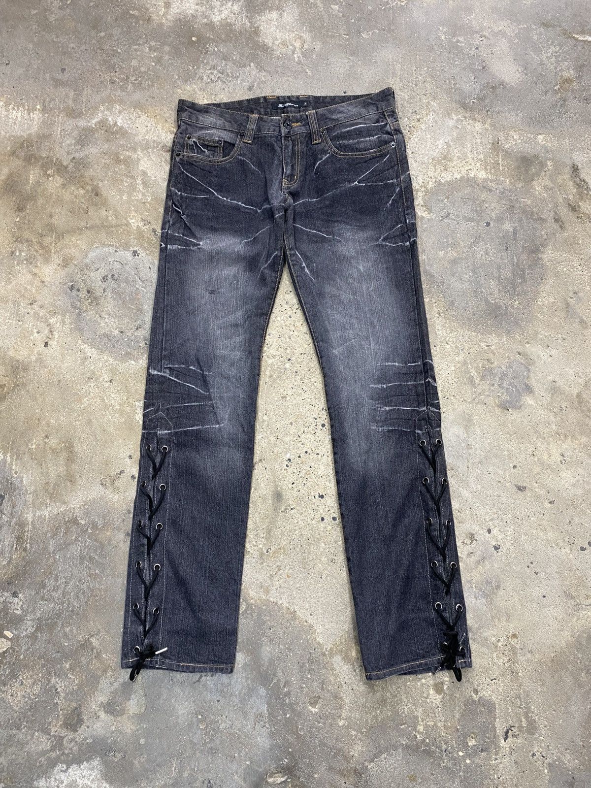 Japanese Brand Root three side laced jeans wash Size US 34 / EU 50 - 2 Thumbnail