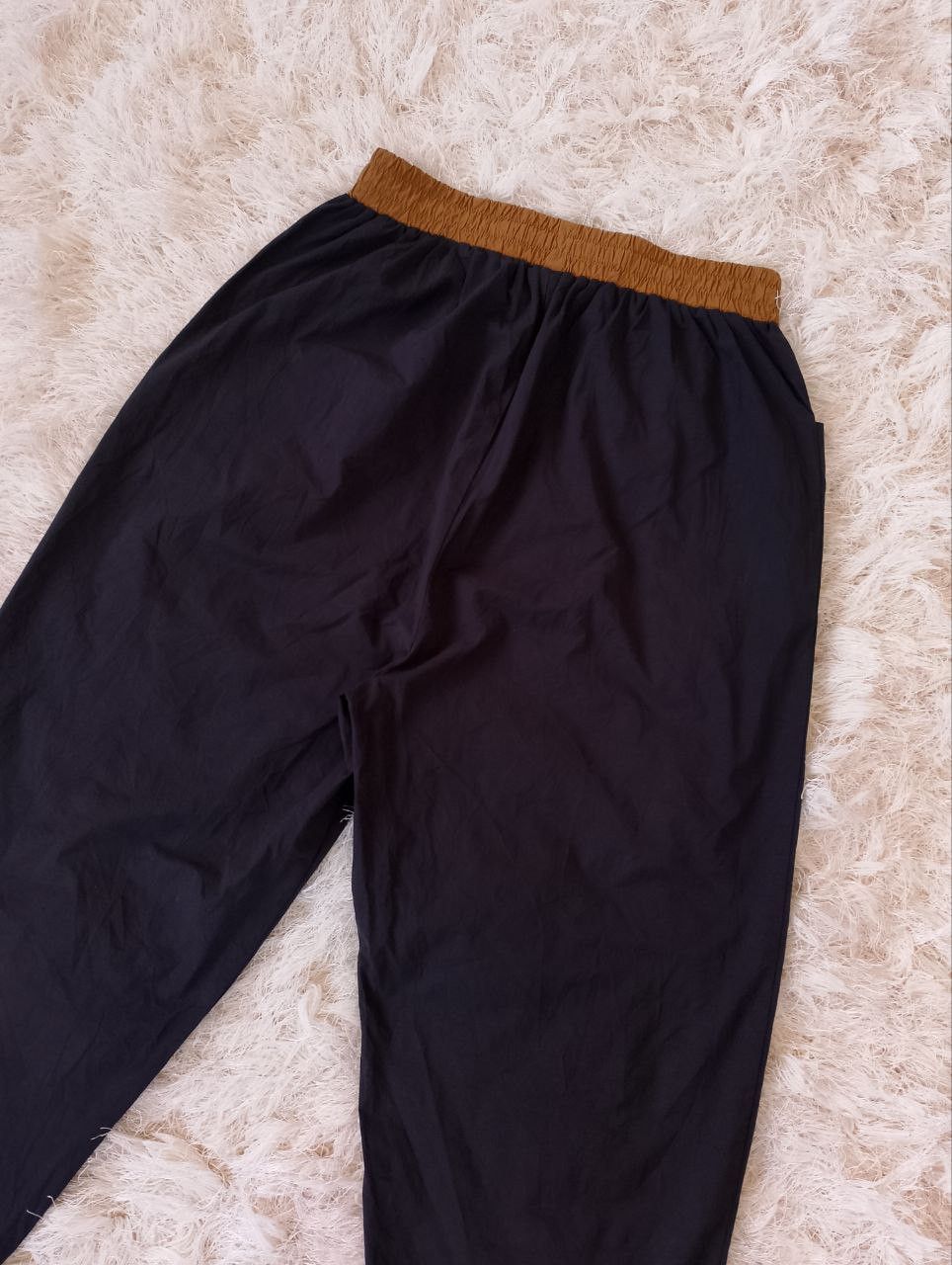 Japanese Brand ELLE Dark Blue Gold Outer Pocket Wide Pants Size 28" / US 6 / IT 42 - 4 Thumbnail