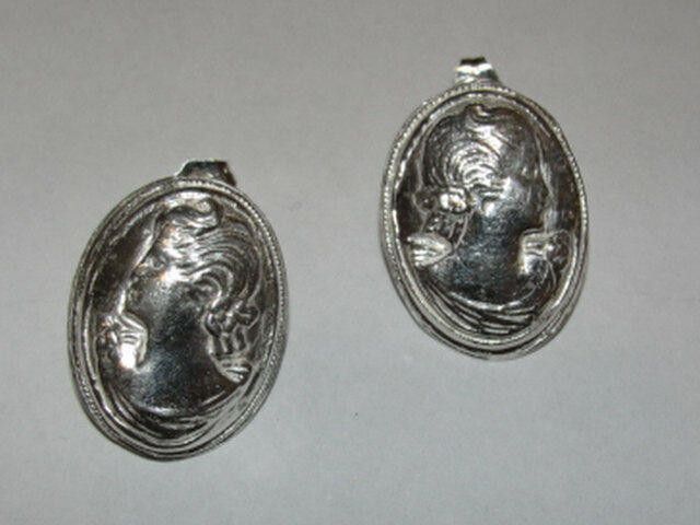 Handmade Sterling Silver Art Nouveau Inspired Cameo Earrings Size ONE SIZE - 4 Thumbnail
