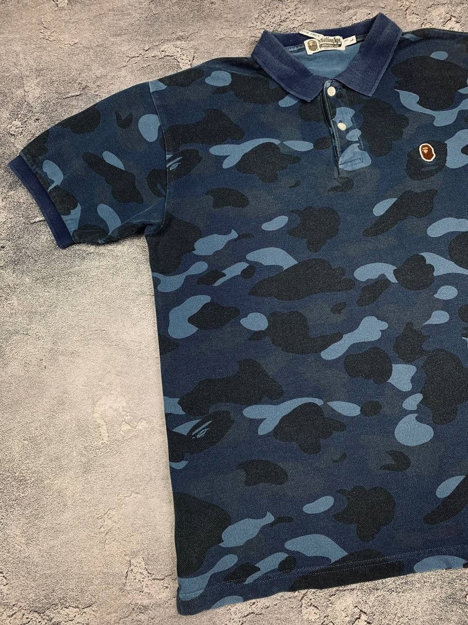 Bape Bape A Bathing Ape Blue Camo Polo Shirt Authentic Ape Head Size US L / EU 52-54 / 3 - 4 Thumbnail