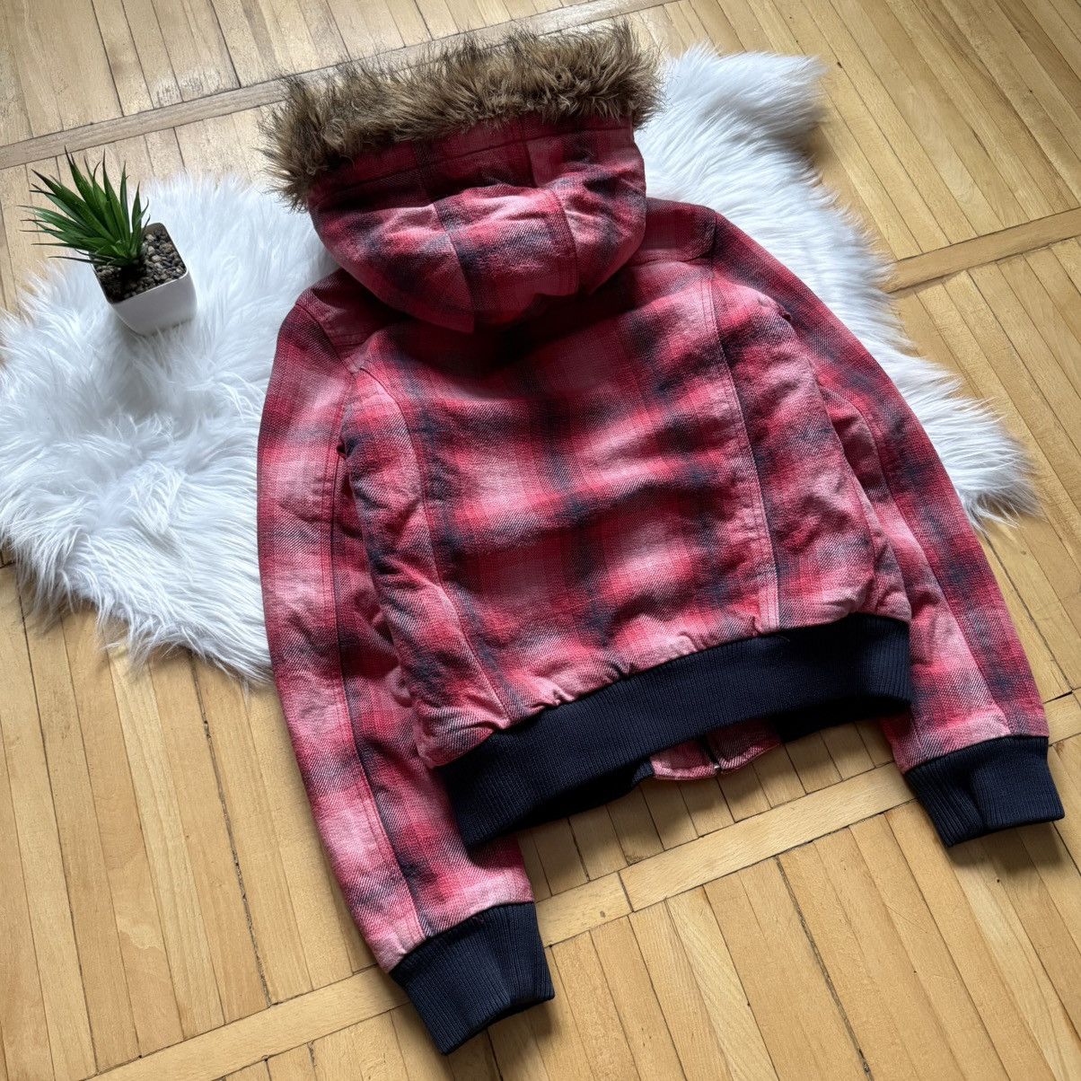 If Six Was Nine 📌 Vintage Roxy Quiksilver Faux Fur Y2K Bomber Jacket Size S / US 4 / IT 40 - 13 Thumbnail