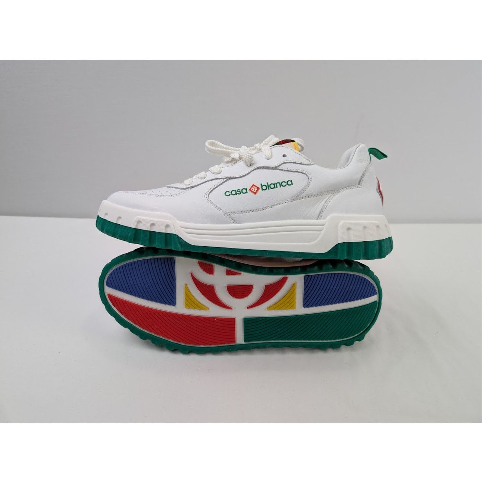 Casablanca o1rshd1 Leather Court Sneaker in White/Green Size US 13 / EU 46 - 12 Thumbnail