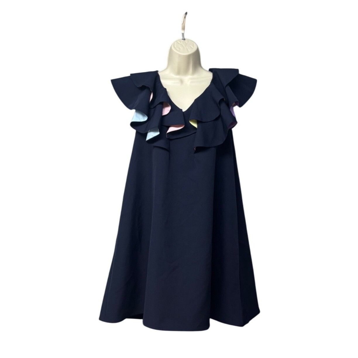 English Factory English Factory Multicolor Lined Ruffle Shift Dress, Navy, S Size S / US 4 / IT 40 - 14 Thumbnail