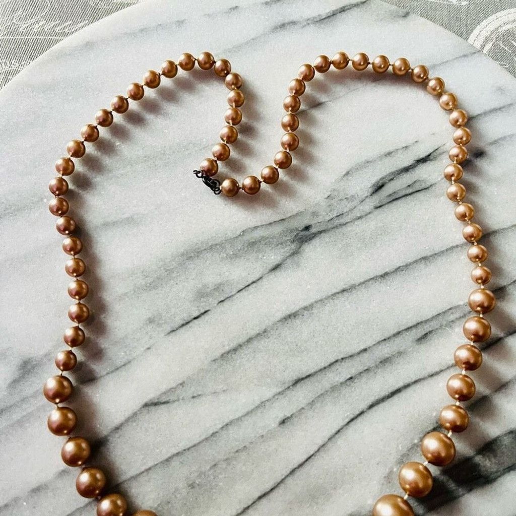 Vintage Vintage Rose Pink Beaded Necklace Chunky Round Acrylic 28" Size ONE SIZE - 3 Thumbnail