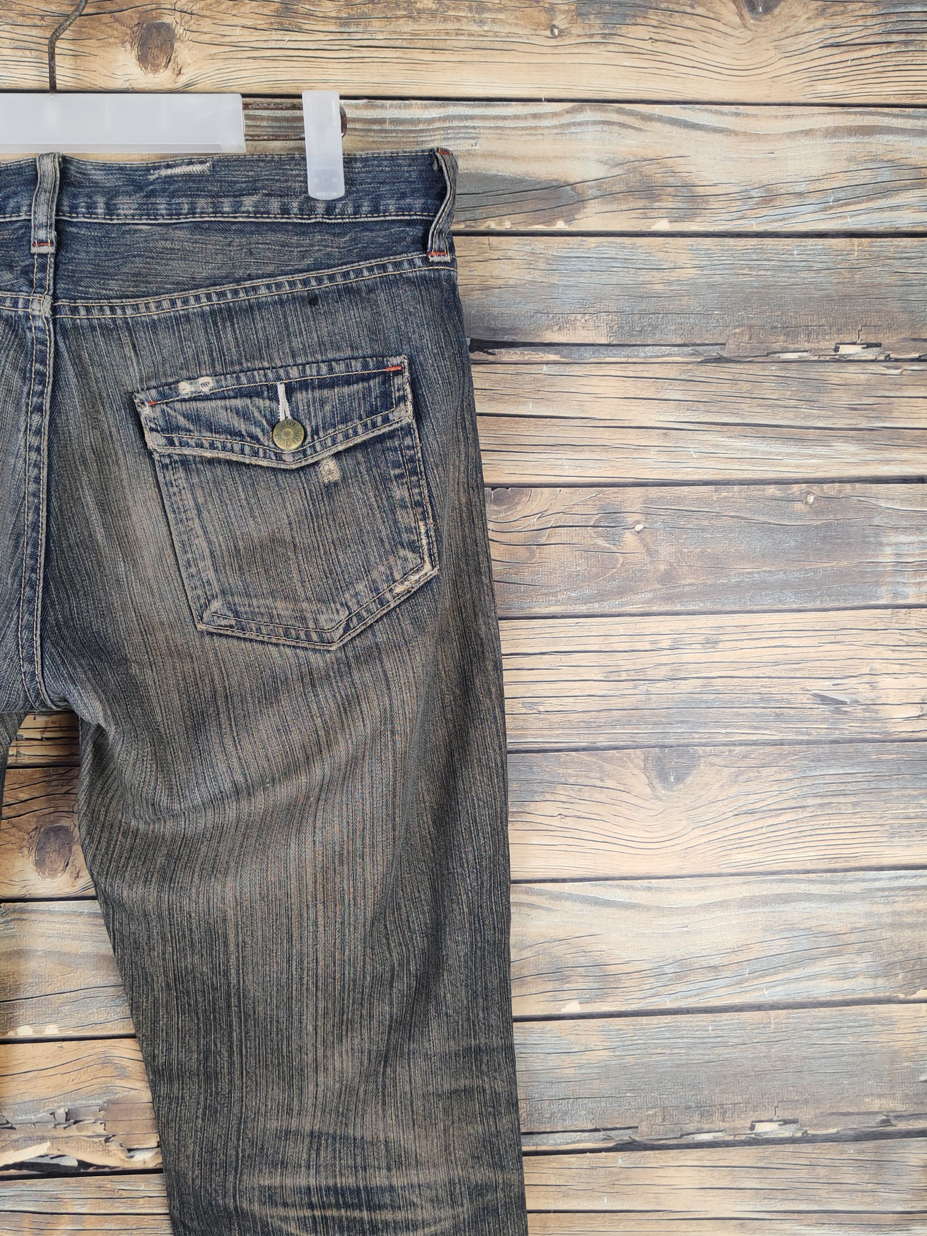 Japanese Brand Uniqlo Dark Blue Distressed Ripped Jeans #W1068 Size US 31 - 10 Thumbnail
