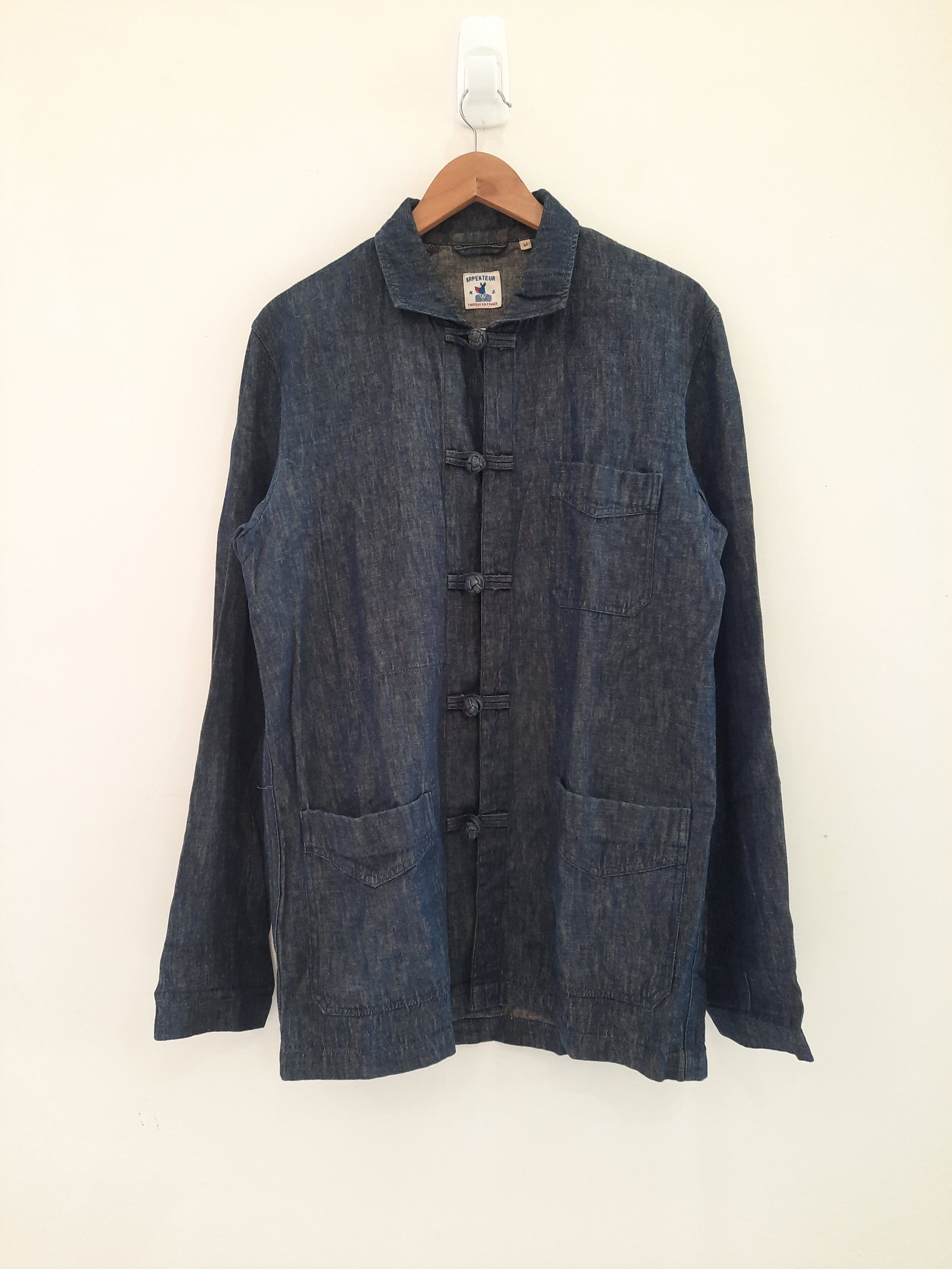image of Arpenteur Chinese Style Workwear Shirt in Blue, Men's (Size Medium)