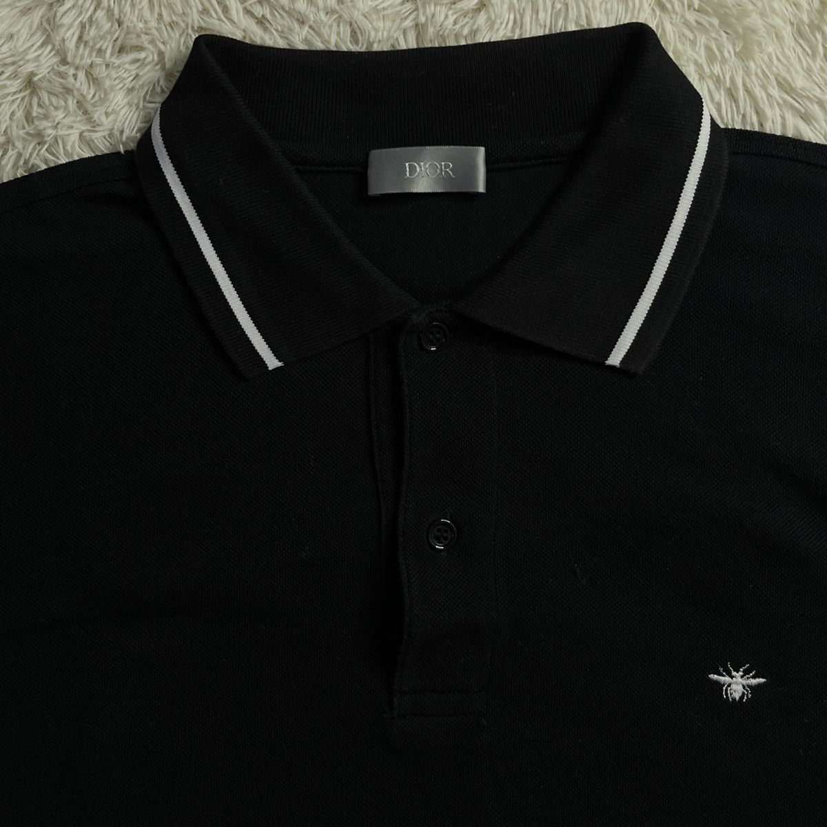 Dior Dior Black Cotton Piqué Polo Shirt with Bee Embroidery Size US S / EU 44-46 / 1 - 2 Thumbnail