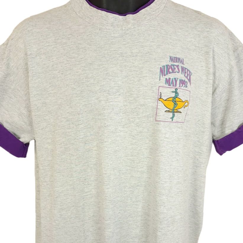 Vintage VINTAGE Signal National Nurses Week T Shirt Mens Size Large Gray 90s Made In USA Size US L / EU 52-54 / 3 - 2 Thumbnail