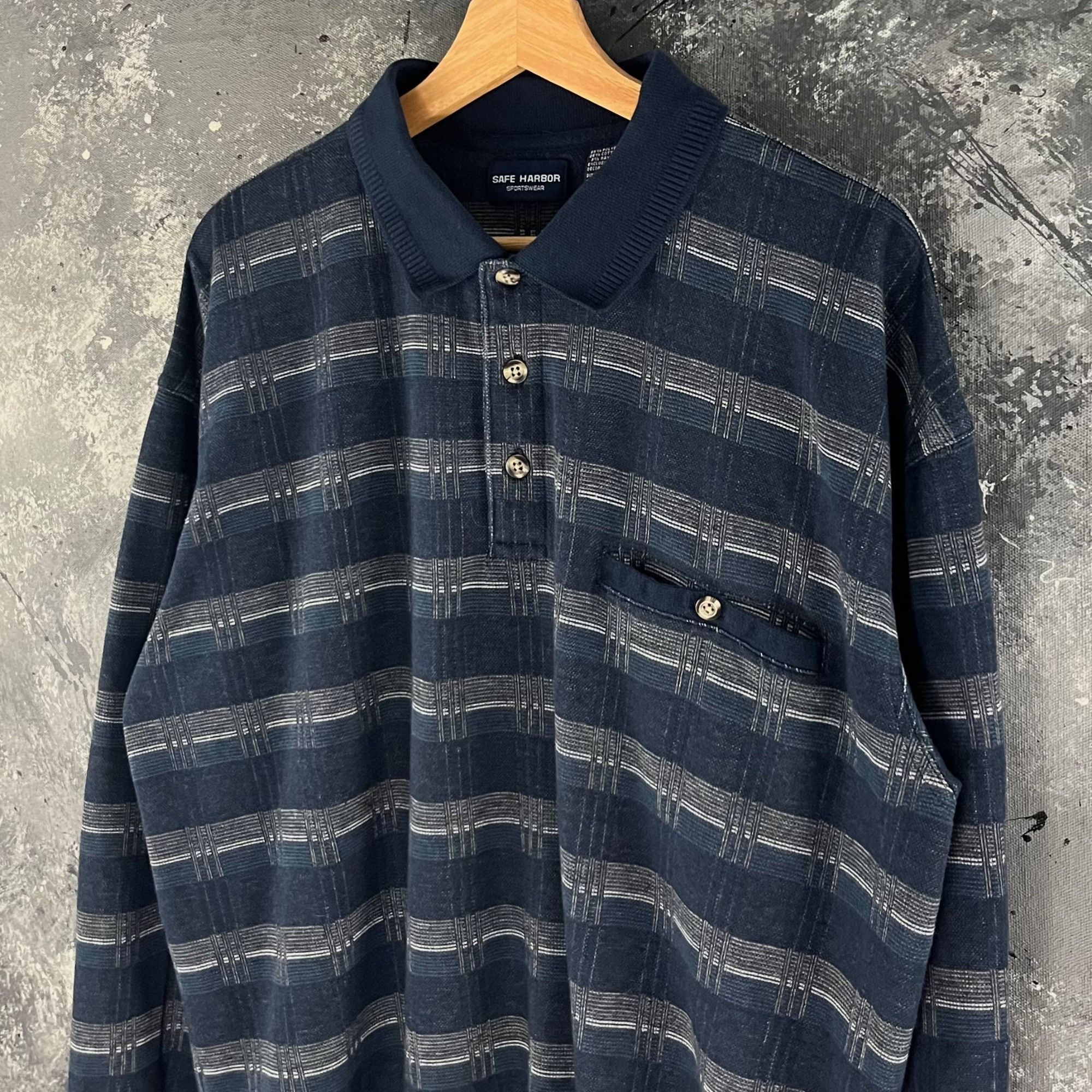 Vintage Vintage 90’s Stripe rugby sweatshirt Size US XL / EU 56 / 4 - 2 Thumbnail