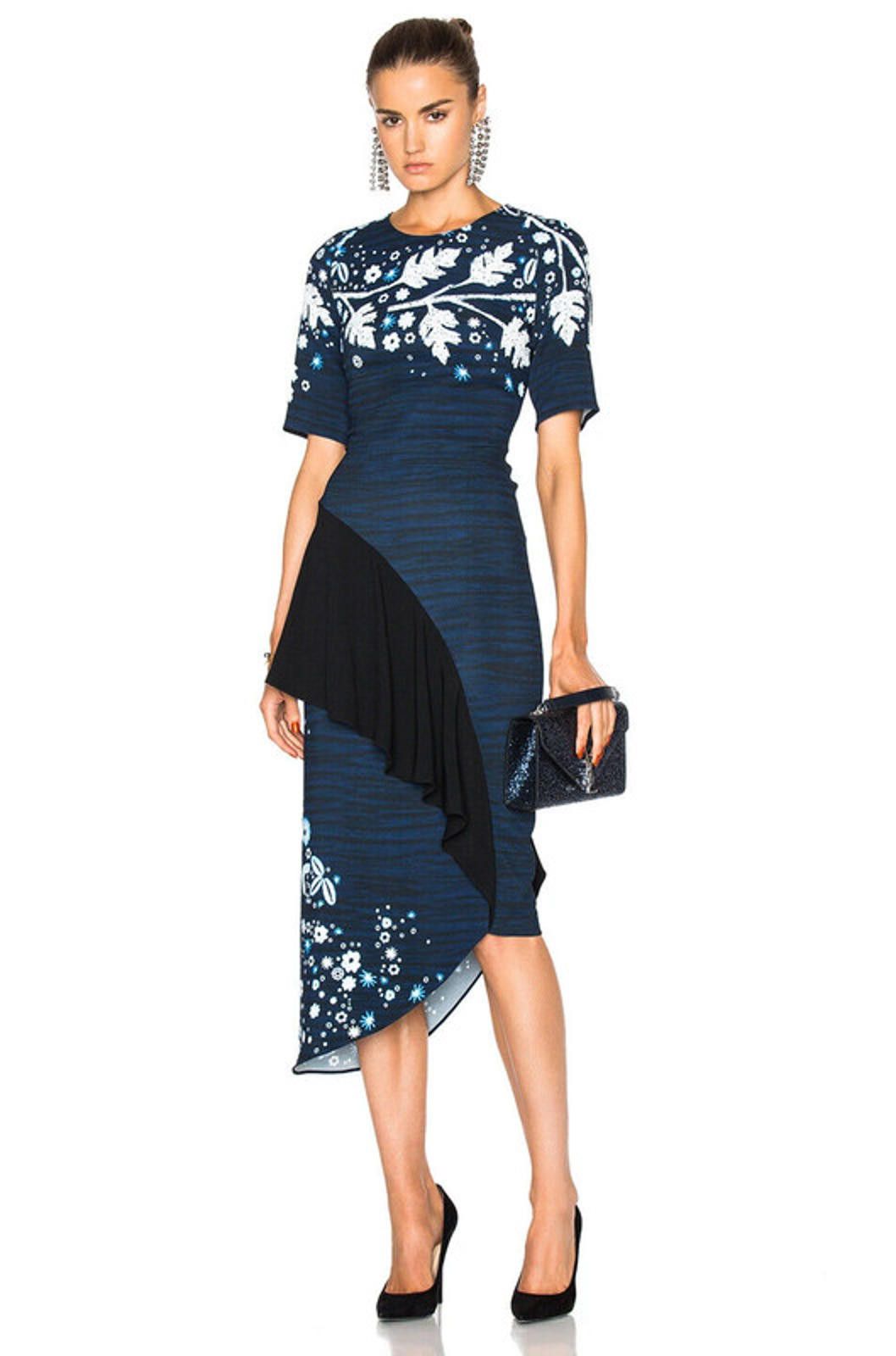 Other Peter Pillotto Cady Pencil Dress Navy Leaf UK 8 RRP £1442 Size S / US 4 / IT 40 - 1 Thumbnail