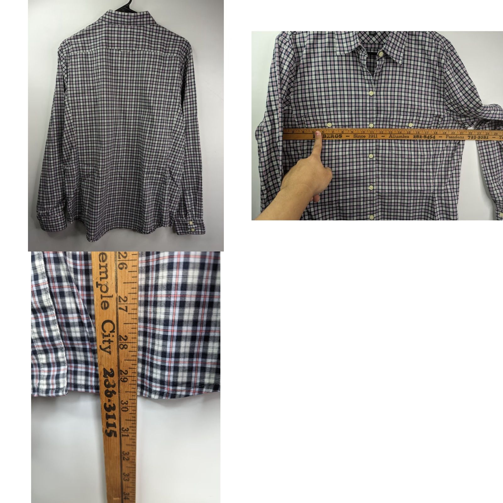 Banana Republic Banana Republic True Navy Plaid Button-Up Shirt Women XL Pockets 416018 Size XL / US 12-14 / IT 48-50 - 8 Thumbnail